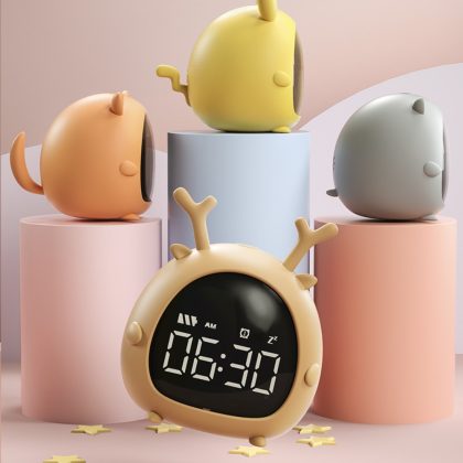 Children Voice Control Bedside Cartoon Electronic Clock LED Clock Usb Charging